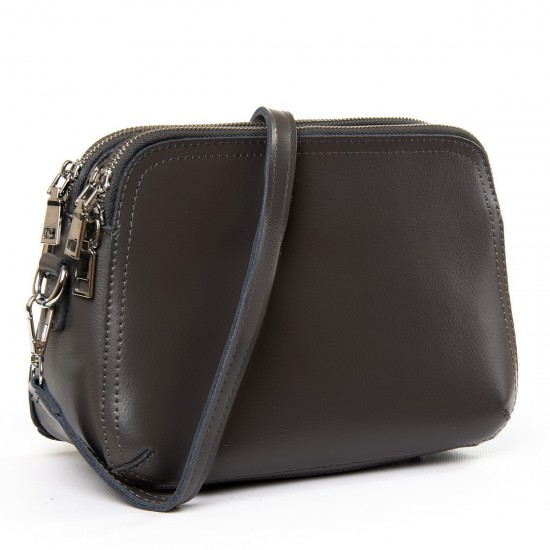 Женская сумочка на три отделения из натуральной кожи LARGONI 8725-220 серый
