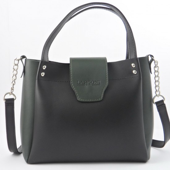 Женская модельная сумка LARGONI 1742A черный + зеленый