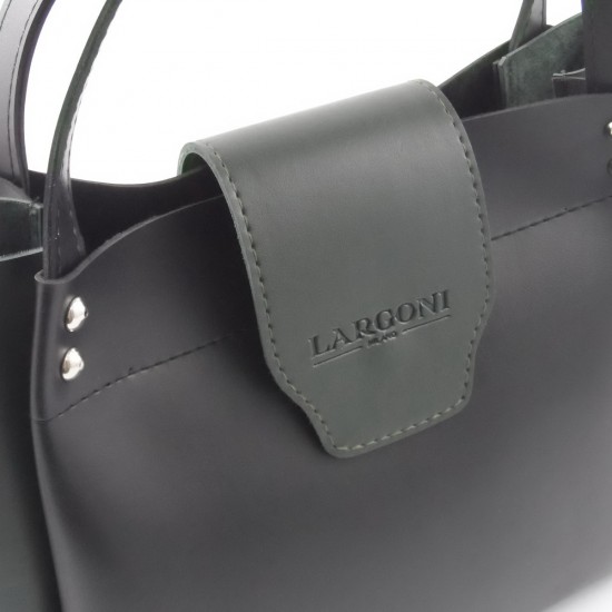 Жіноча модельна сумка LARGONI 1742A чорний + зелений