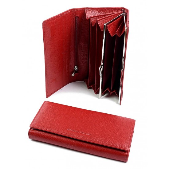 Жіночий гаманець з натуральної шкіри на магнітах LARGONI A2202-05142 червоний