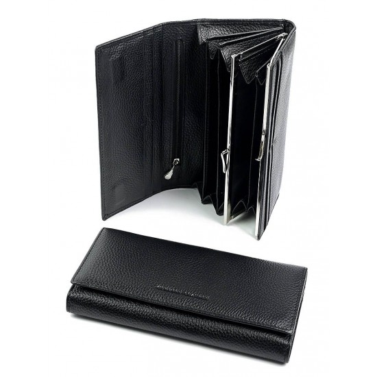 Жіночий гаманець з натуральної шкіри на магнітах LARGONI A2202-05142 чорний