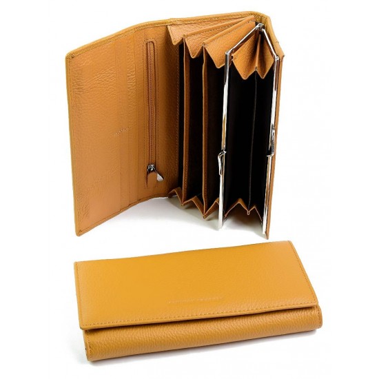 Жіночий гаманець з натуральної шкіри на магнітах LARGONI A2202-05142 жовтий