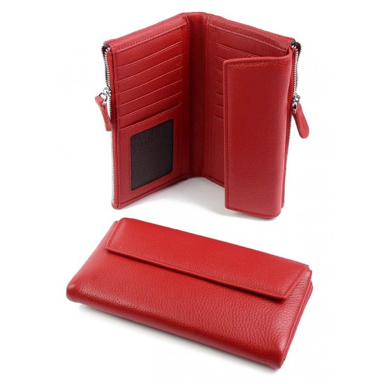 Жіночий гаманець з натуральної шкіри на магнітах LARGONI 19900 червоний