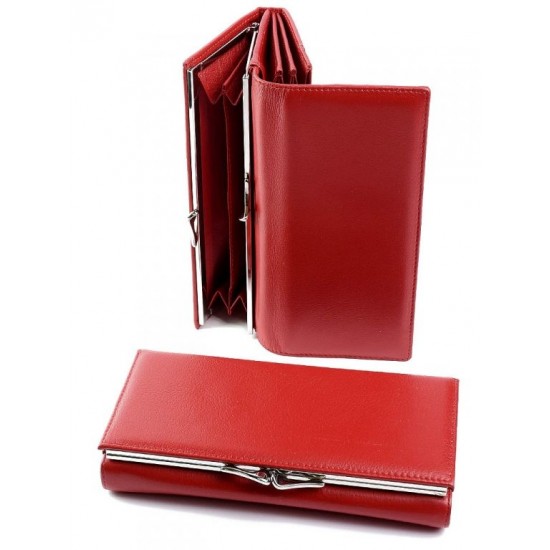 Жіночий гаманець з натуральної шкіри на магнітах LARGONI 8201 червоний