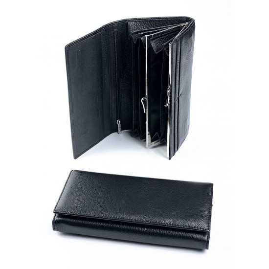 Жіночий гаманець з натуральної шкіри на магнітах LARGONI 8202 чорний