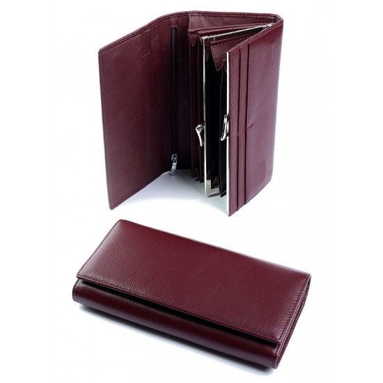 Жіночий гаманець з натуральної шкіри на магнітах LARGONI 8202 бордовий