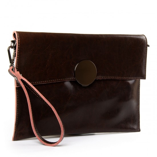 Жіноча сумочка клатч-конверт із натуральної шкіри LARGONI P93 8802 кавовий