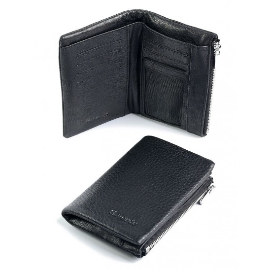 Жіночий гаманець з натуральної шкіри на магнітах LARGONI 0811 чорний