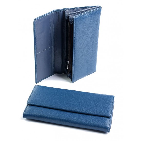 Жіночий гаманець з натуральної шкіри на магнітах LARGONI 6662 синій