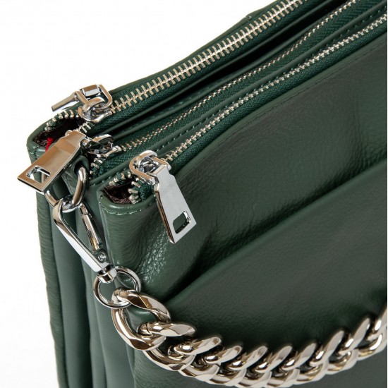 Жіноча сумочка на три відділення з натуральної шкіри ALEX RAI 9028-9 зелений
