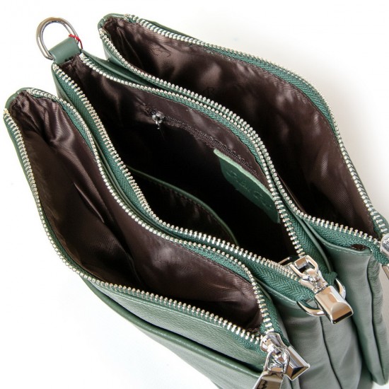 Женская сумочка на три отделения из натуральной кожи ALEX RAI 9028-9 зеленый