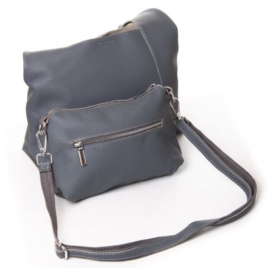Жіноча сумка з натуральної шкіри + клатч ALEX RAI 1558 синій