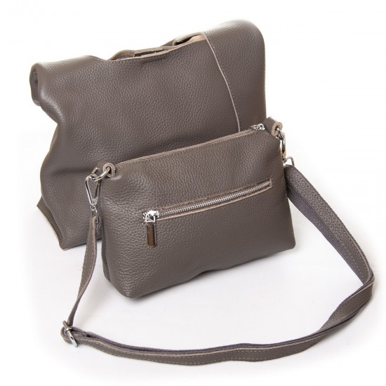 Женская сумка из натуральной кожи + клатч ALEX RAI 1558 серый