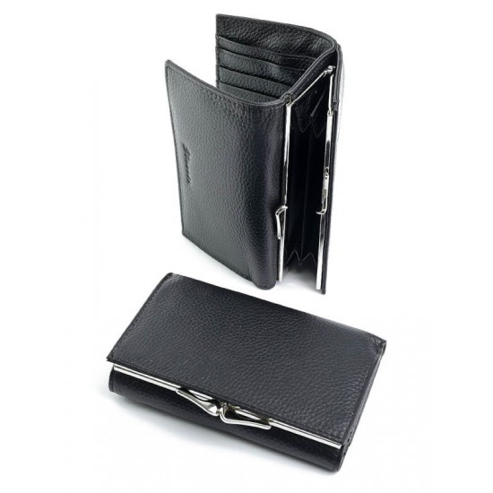 Жіночий гаманець з натуральної шкіри на магнітах LARGONI 2202-9406 чорний