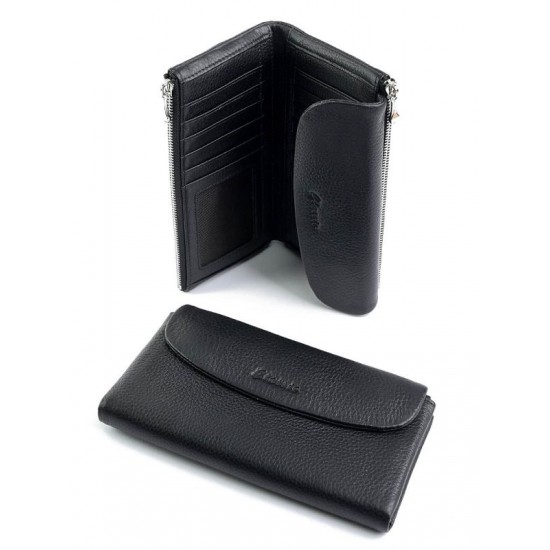 Жіночий гаманець із натуральної шкіри на магнітах LARGONI 2205-9920A чорний