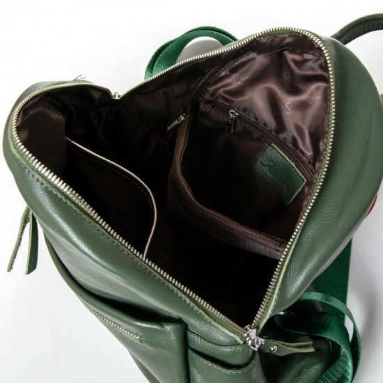 Женский рюкзак из натуральной кожи ALEX RAI 8635-9 зеленый