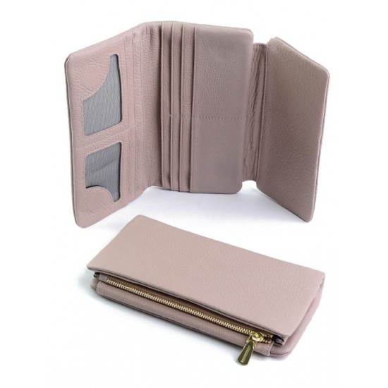 Жіночий гаманець із натуральної шкіри на магнітах LARGONI D-8008 рожевий