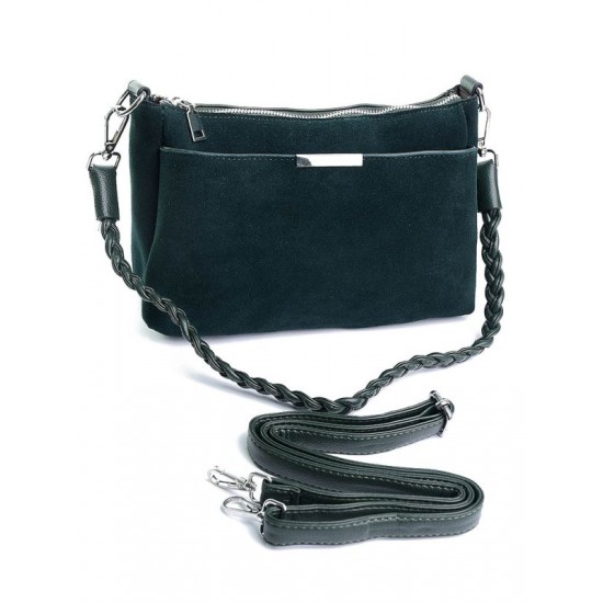 Женская сумочка из натуральной кожи + замш LARGONI 389-1 зеленый