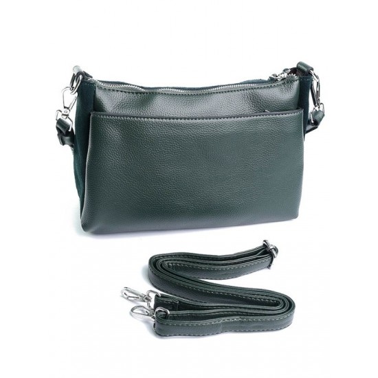 Жіноча сумочка з натуральної шкіри + замш LARGONI 389-1 зелений