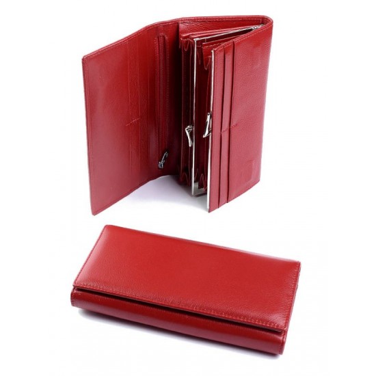 Жіночий гаманець з натуральної шкіри на магнітах LARGONI 8202 червоний