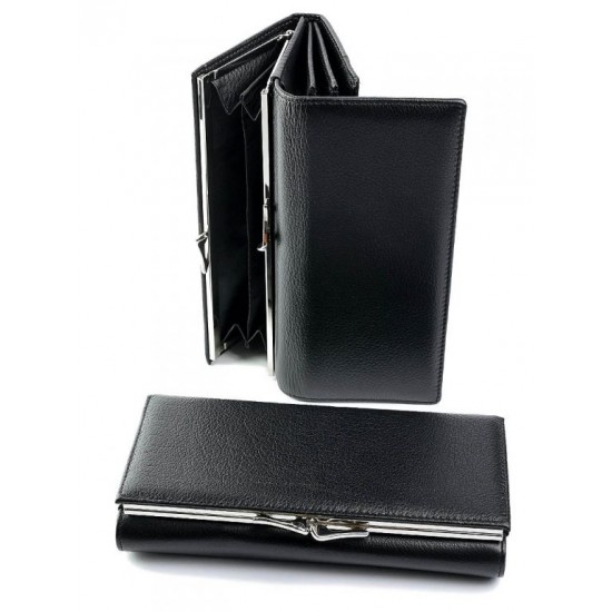 Жіночий гаманець з натуральної шкіри на магнітах LARGONI 8201 чорний