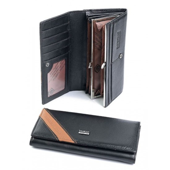 Жіночий гаманець з натуральної шкіри LARGONI A0001-F1 чорний