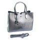 Женская сумка из натуральной кожи на три отделения LARGONI 8637 серебро