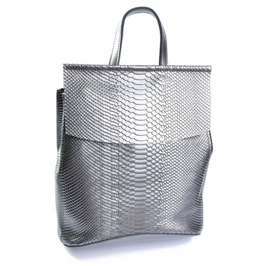Женский рюкзак из натуральной кожи LARGONI 8504-4 серебро
