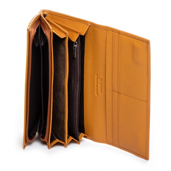 Шкіряний жіночий гаманець на магнітах dr.Bond Classic W502 жовтий