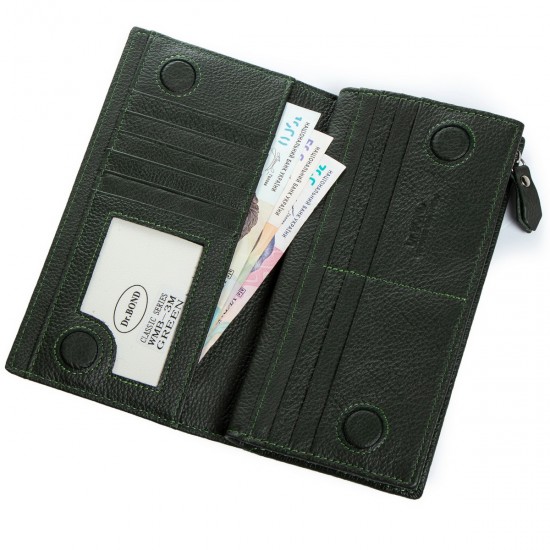 Женский кожаный кошелек dr.Bond Classic WMB-3M темно-зеленый