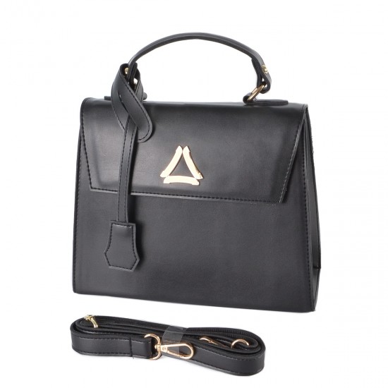 Жіноча модельна сумочка LUCHERINO 824 чорний + золота фурнітура