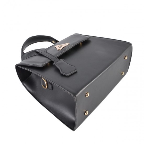 Жіноча модельна сумочка LUCHERINO 824 чорний + золота фурнітура