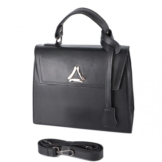 Жіноча модельна сумочка LUCHERINO 824 чорний + срібна фурнітура