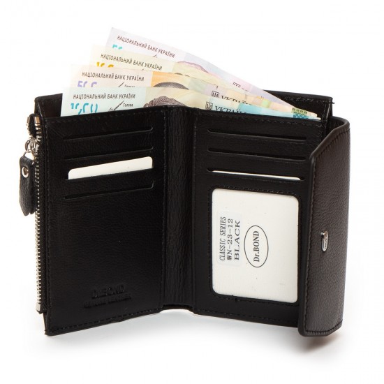 Шкіряний жіночий гаманець dr.Bond Classic WN-23-12 чорний