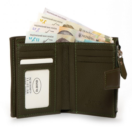 Шкіряний жіночий гаманець dr.Bond Classic WN-23-11 зелений