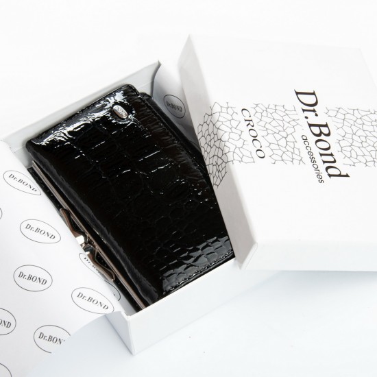 Шкіряний жіночий гаманець dr.Bond Classic PEW214 чорний Шкіряний жіночий гаманець dr.Bond Classic PEW214 чорний