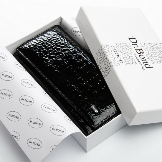Шкіряний жіночий гаманець dr.Bond Classic PEW1-V чорний Шкіряний жіночий гаманець dr.Bond Classic PEW1-V чорний