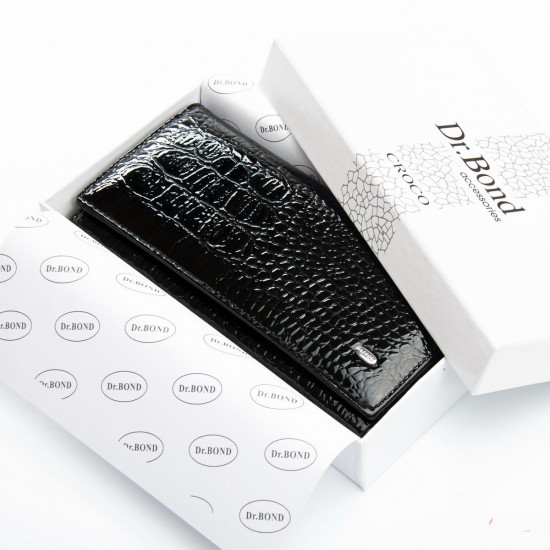 Шкіряний жіночий гаманець dr.Bond Classic PEW1-V-2 чорний