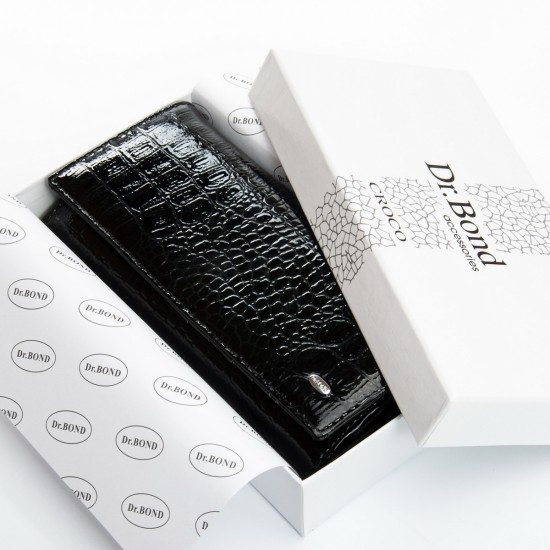 Шкіряний жіночий гаманець dr.Bond Classic PEW501 чорний