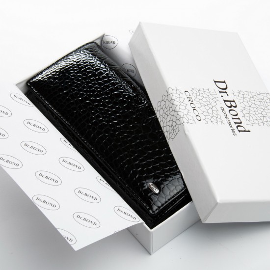 Шкіряний жіночий гаманець dr.Bond Classic PEW501-2 чорний