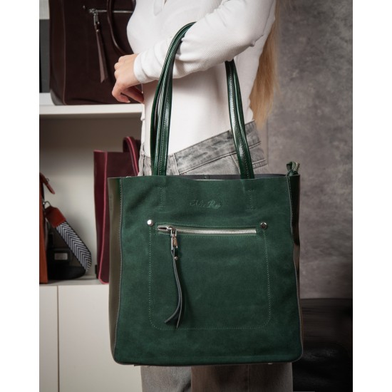 Женская сумка из натуральной кожи + замши ALEX RAI 8773-220 зеленый