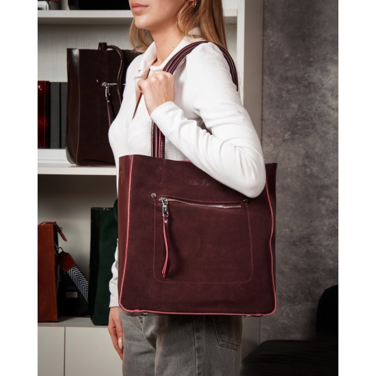 Женская сумка из натуральной кожи + замши ALEX RAI 8773-220 бордовый Женская сумка из натуральной кожи + замши ALEX RAI 8773-220 бордовый