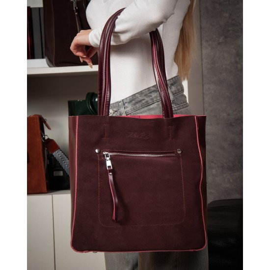 Женская сумка из натуральной кожи + замши ALEX RAI 8773-220 бордовый Женская сумка из натуральной кожи + замши ALEX RAI 8773-220 бордовый