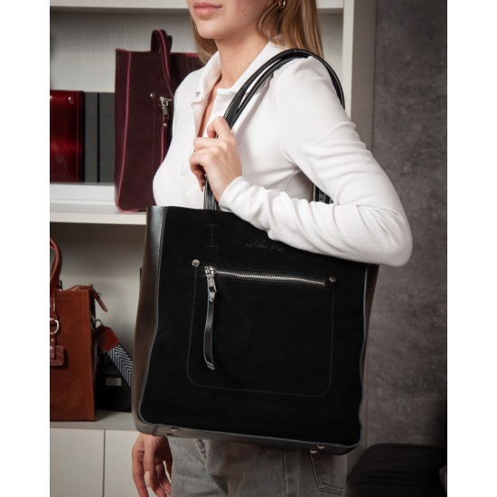 Женская сумка из натуральной кожи + замши ALEX RAI 8773-220 черный Женская сумка из натуральной кожи + замши ALEX RAI 8773-220 черный