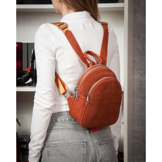 Женская сумка-рюкзак из натуральной кожи + замши ALEX RAI 2058 коричневый