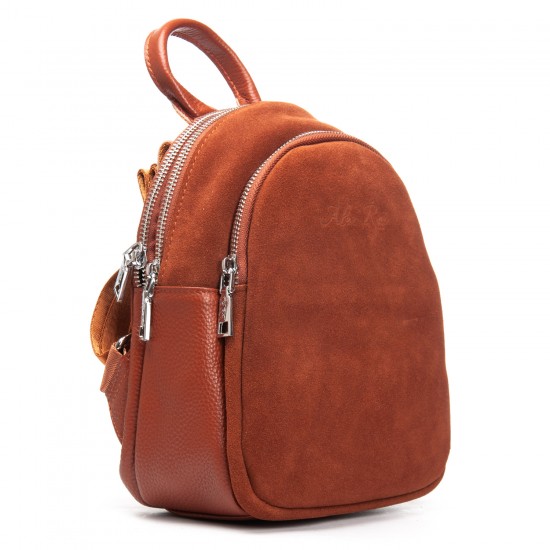 Женская сумка-рюкзак из натуральной кожи + замши ALEX RAI 2058 коричневый