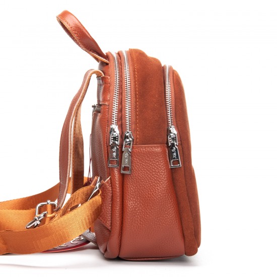 Женская сумка-рюкзак из натуральной кожи + замши ALEX RAI 2058 коричневый