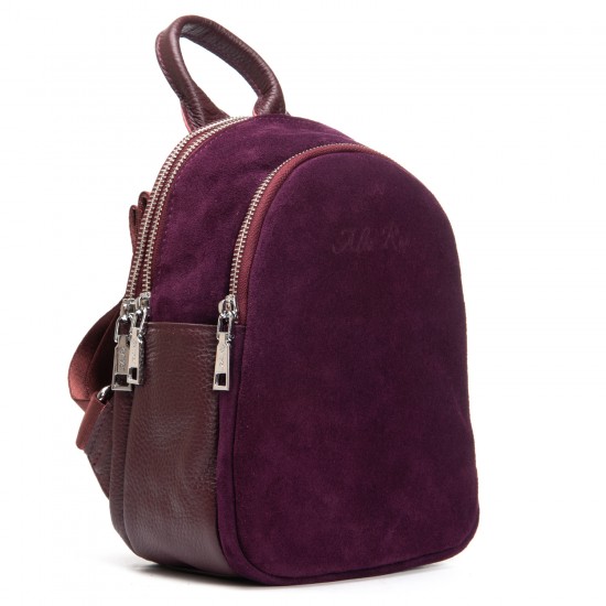 Женская сумка-рюкзак из натуральной кожи + замши ALEX RAI 2058 бордовый