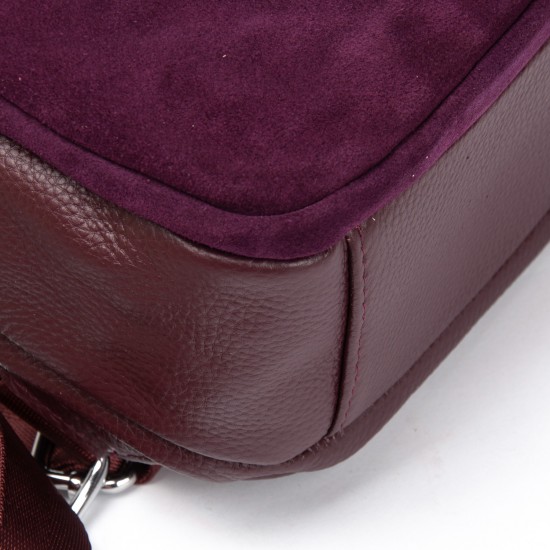 Женская сумка-рюкзак из натуральной кожи + замши ALEX RAI 2058 бордовый