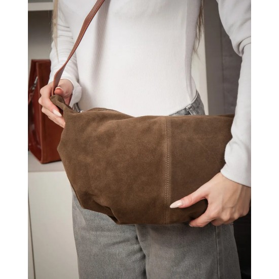 Жіноча сумка з натуральної шкіри + замші ALEX RAI 3035 хакі